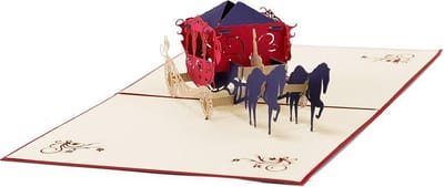 3D trouwkaart met trouwkoets Uitnodiging kaart - Rood