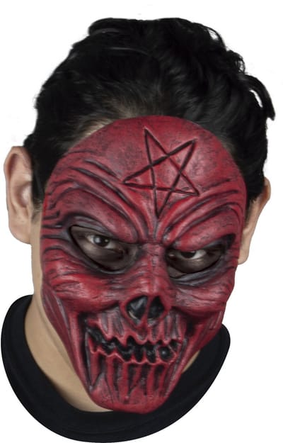 Partychimp Bezeten Griezel Rood Gezichtsmasker Eng Horror Masker voor bij Halloween Kostuum Volwassenen Carnaval - Latex - One size