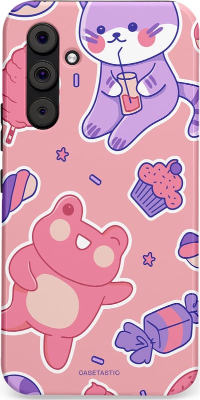 Casetastic hoesje geschikt voor Samsung Galaxy A54 (2023) 5G - Dubbellaagse bescherming - Snoepvriendjes - Fashion Case - Lichtroze Lavendel Koraal