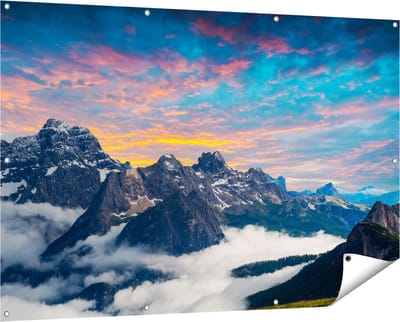 Gards Tuinposter Bergen Landschap met Wolken in Itali� - 150x100 cm - Tuindoek - Tuindecoratie - Wanddecoratie buiten - Tuinschilderij
