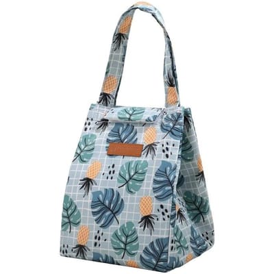 Sac à déjeuner charmant à imprimé floral, pochette fourre-tout isotherme pour pique-nique de voyage, sac à lunch portable isolé gray