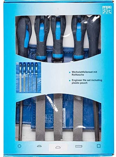 Werkplaatsvijlset 5-delig in PVC roltas - 200 mm vijlen voor diverse toepassingen