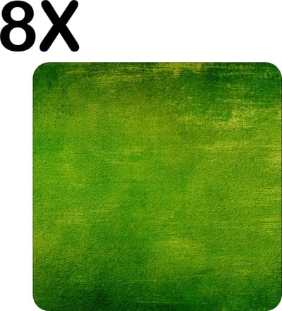 Luxe Placemat - Groene Vegen Achtegrond - Set van 8 Placemats - 50x50 cm - 2 mm dik Vinyl - Anti Slip - Afneembaar