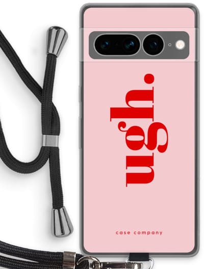 Case Company® - Hoesje met koord geschikt voor Google Pixel 7 Pro hoesje met Koord - Ugh - Telefoonhoesje met Zwart Koord - Bescherming aan alle Kanten en Over de Schermrand