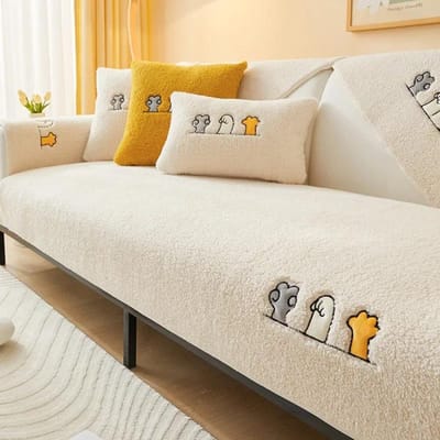 Nordic Dik Pluche Antislip Bankhoes voor Woonkamer Winter Warm Lamsfluweel Bankhanddoek Sectionele L-vormige Bankhoezen 70x70cm 1pc