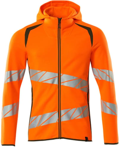 Mascot Accelerate Safe Capuchontrui met rits 19284-781 - hi-vis oranje/mosgroen - 2XL