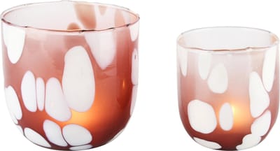 Dekoratief | Set 2 theelichth. 'Smudge Chic Rouge', glas, 12x12x12cm | A248026
