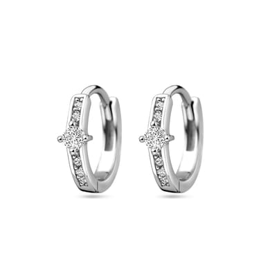 Glams klapoorringen zirkonia - 11.3 mm - Zilver