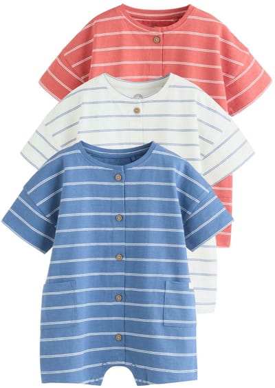 Next - Jongens - Verpakking van 3 jersey babyrompertjes - Rood