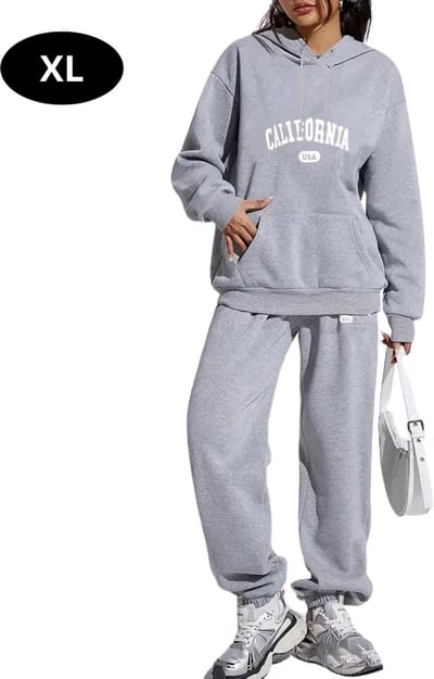 Livano Joggingpak Dames - Huispak - Volwassenen - Trainingspak - Comfortabel - Jogging Pak - Joggingsbroek - Grijs - XL