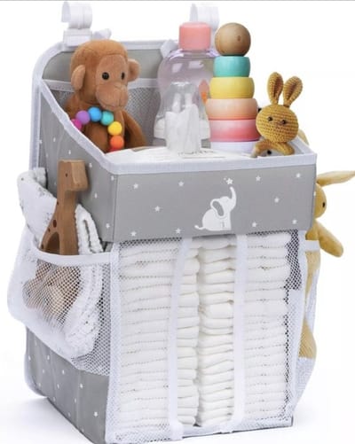 Multifunctionele Luieropslag met Compartimenten voor Luiers, Babyaccessoires en Speelgoed | Ruimtebesparende Organizer voor Luiers en Babyaccessoires | Perfect voor Luiertafel en op Reis | Grijze Verschoonmand | Baby Jean