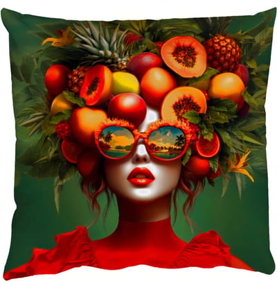 Sierkussens - Kussentjes Woonkamer - 50x50 cm - Vrouw - Vruchten - Papaja - Ananas