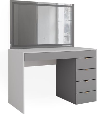 Vicco Elise Kaptafel met licht – 115 cm met LED-spiegel Wit/grijs/grijs