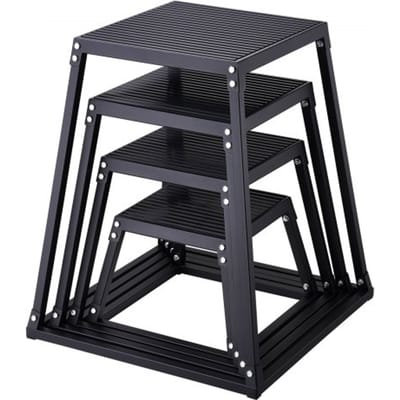 VEVOR 4-Delige Plyometrische Springboxen, 305/458/609/762 Mm Plyometrische Box Zwart, Antislip Fitnessoefening Step-Up Boxset voor Thuisfitnesstraining, Conditionerende Krachttraining, Springtraining