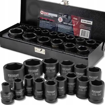 FORCEKRAFT Serie - Dopsleutelset - 1/2 inch Aandrijving - 15 Stuks - Chroom-Molybdeenstaal