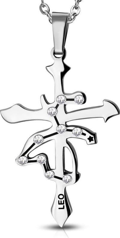 Amanto Ketting Leeuw - 316L Staal - Horoscoop - 30x20mm - 50cm