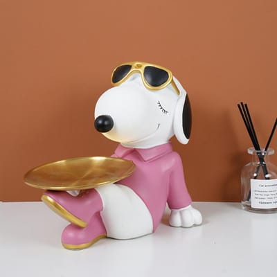 Creatieve Hond Crème Sleutelhanger Ornament Woonkamer Decoraties Huis Accessoires Cadeaus Decoratieve Beeldjes Huisdecoratie Beeldje roze