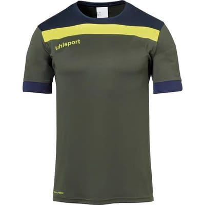 Uhlsport Offense 23 Shirt Korte Mouw Kinderen - Olijf / Marine / Fluogeel | Maat: 152