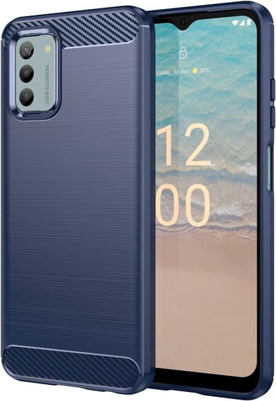 Geborsteld TPU Hoesje Geschikt voor Nokia G42 | Beschermhoes | Back Cover | Flexibel TPU | Stijlvol Carbon | Dun | Blauw