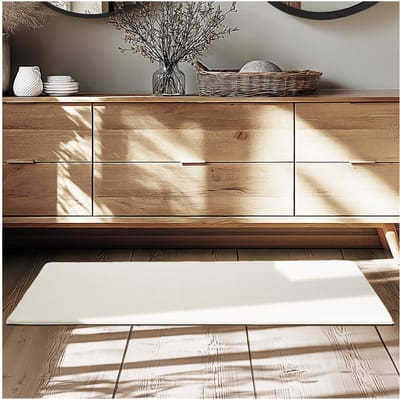 tectake® Kortpolig Vloerkleed - 60 x 110 cm - Creme - 1630 g/m² Poolgewicht - Tapijt voor Woonkamer, Slaapkamer, Eetkamer - Onderhoudsvriendelijk en Wasbaar - Antislip Ondertapijt - Allergievriendelijk - Diverse maten en kleuren