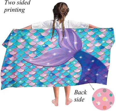 Ulticool Microvezel Handdoek - Zeemeermin - Badhanddoek Strandhanddoek - Kinderen - Sneldrogend Badlaken - 140 x 70 cm - voor Reizen Sport Yoga – Lichtgewicht Reishanddoek - Microfiber - Paars Roze - Meisje