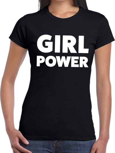 Girl Power tekst t-shirt zwart dames - dames shirt Girl Power XS