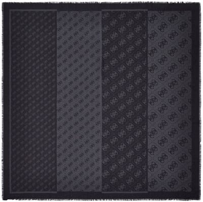 GUESS sjaal Lindsey Jacquard Kefiah 120X120 Coal Logo donkergrijs