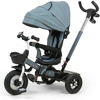 3-in-1 Loopfiets en Driewieler voor Kinderen 1-5 Jaar met Zonnedak en 360° Draaibare Stoel