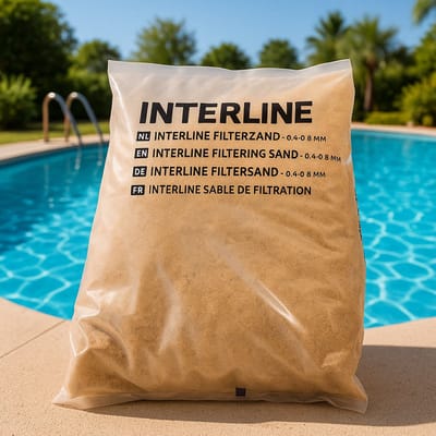 Interline Filterzand 25 kg – Universeel – Fijne korrel 0,4–0,8 mm – Crèmekleurig