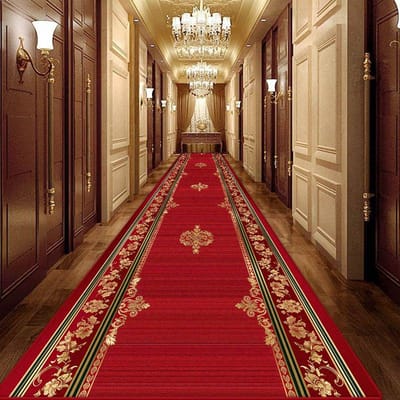 Decoratie Tapijt voor Gang in Bejaardentehuis Luxe Opvouwbaar Bruiloft Lobby Entree Rode Lange Vloerkleed Hotel Gang Antislip Mat Makkelijk Schoon te Maken 3.9x6.5ft(120x200cm)
