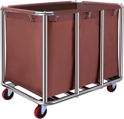 400L Commerciële waswagen met wielen, heavy duty waskar 400kg belasting, stalen frame & waterdicht Oxford doek - bruin