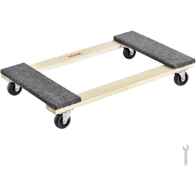 VEVOR Verhuiswagen, 4 wielen, draagbare verhuiswielen, robuuste, in elkaar grijpende, kleine, platte verhuiswagens voor zware meubels, 2-pack, 40 x 28 cm, draagvermogen 227 kg, zwart