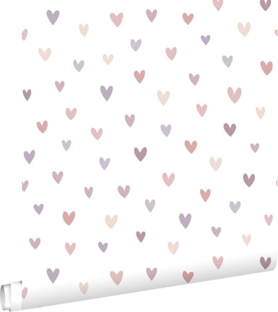 ESTAhome behang hartjes terracotta en lila paars - 53 cm x 10.05 m - 139754