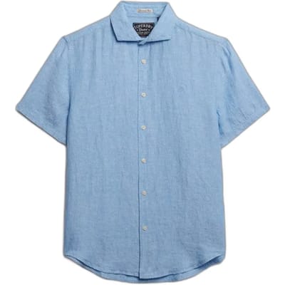 Superdry Riviera Linen Overhemd Met Korte Mouwen Blauw S Man