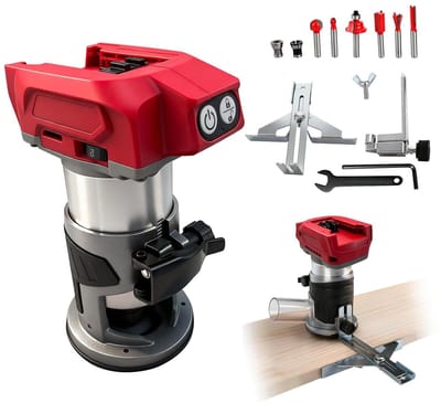 SnelShoppen - Accu-bovenfrees 800W, 18V, 30.000 omw/min, borstelloos, 5 snelheden, 1/4 inch frees, houtbewerking, draagbare handfrees met 6/6,35/8 mm