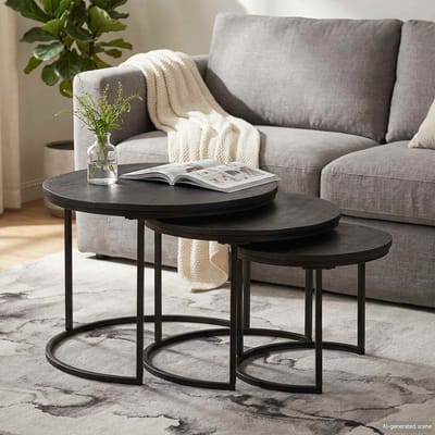 vidaXL - Nesting - Koffietafels - 3 - st - Zwart - 54 - x - 54 - x - 40 - cm