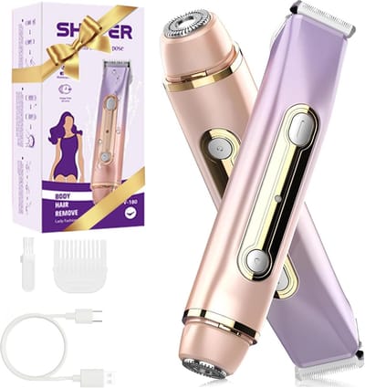 2-in-1 Elektrisch Epilator & Intieme Haartrimmer - Bikini Trimmer voor Vrouwen - IPX6 Waterdicht - Oplaadbaar via USB - Reizen - Paars