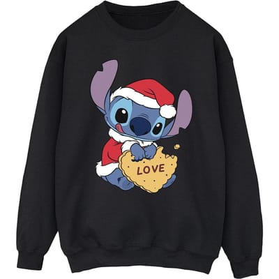 Disney Heren Lilo And Stitch Kerstmis Love Biscuit Sweatshirt (Zwart)