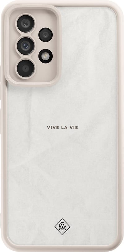 Casimoda® hoesje - Geschikt voor Samsung Galaxy A52 5G - Vive La Vie - Zwart TPU Backcover - Tekst - Grijs