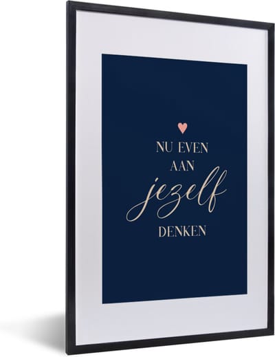 Fotolijst incl. Poster - Get well soon - Spreuken - Hart - Denken - 40x60 cm - Posterlijst