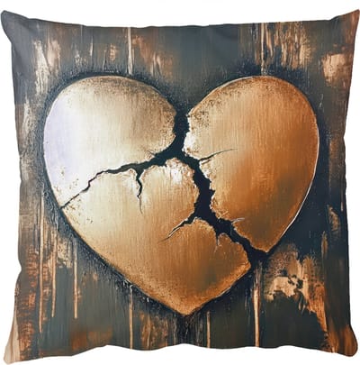 Sierkussens - Kussentjes Woonkamer - 50x50 cm - Gebroken hart - Goud - Houtlook - Liefde