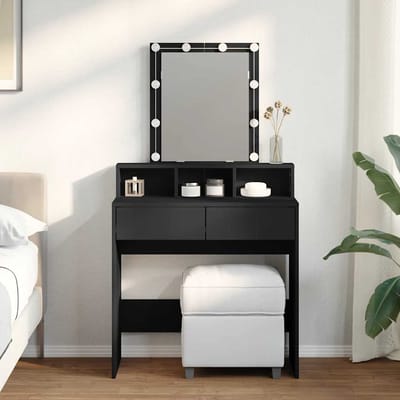 vidaXL - Kaptafel - met - LED - 80x41x144,5 - cm - zwart