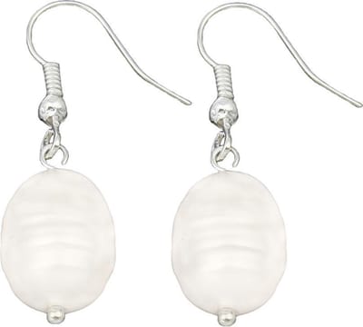 Zoetwater parel oorbellen Dangling Pearl White - oorhangers - echte parels - sterling zilver (925) - wit - sieraden zakje - parel oorbellen dames