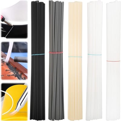 100 Stuks Plastic Lasstaven voor ABS, PVC, PE en PP - 200mm Dubbelzijdig, Ideaal voor Kunststof Reparatie en Verbetering in 4 Kleuren