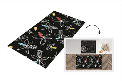 Keukenloper - Loper keuken - Bloemen - Line Art - Patronen - 120x60 cm - Keukenloper vinyl