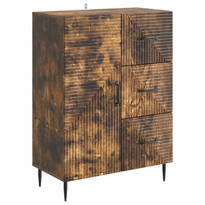 vidaXL - Dressoir - Gerookt - eiken - 66 - x - 34,5 - x - 89,5 - cm - Bewerkt - hout