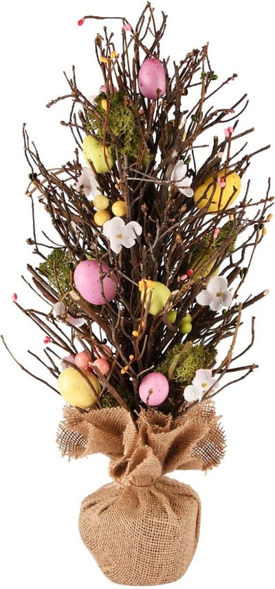 Dekoratief | Deco paasboompje, naturel, roze/geel, 23x54cm | A250341