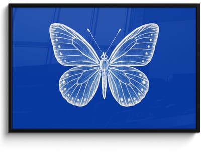 Poster in lijst - Fotolijst 120x80 cm - Posters - Vlinder - Wit - Getekend - Stippen - Posterlijst zwart - Decoratie - Wanddecoratie woonkamer - Muurdecoratie slaapkamer