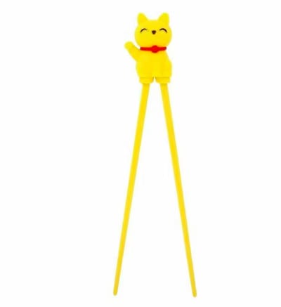 ProductGoods Kinder Eetstokjes – Kat – Met Hulpstuk – 2 Stuks – Geel