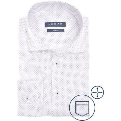 Ledûb Overhemd Dotted Cotton Subtle Stretch Wit / male